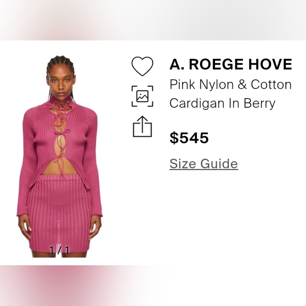 A. ROEGE HOVEPink Nylon & Cotton Cardigan In Berry size S - Picture 3 of 13